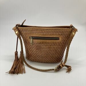 Patricia Nash (SMALL) brown leather basket weave (ASIS)